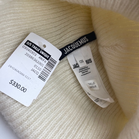 BNWT NEW Jacquemus Off-White La Casa 'Le bonnet Gros Grain' Beanie beanie hat - Picture 4 of 7